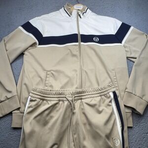 Sergio Tacchini Track Suit Mens Extra Large Beige Colorblock Jacket Pants Set